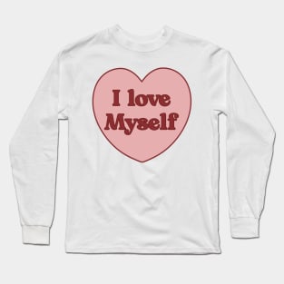 I love myself heart aesthetic dollette coquette pink red Long Sleeve T-Shirt